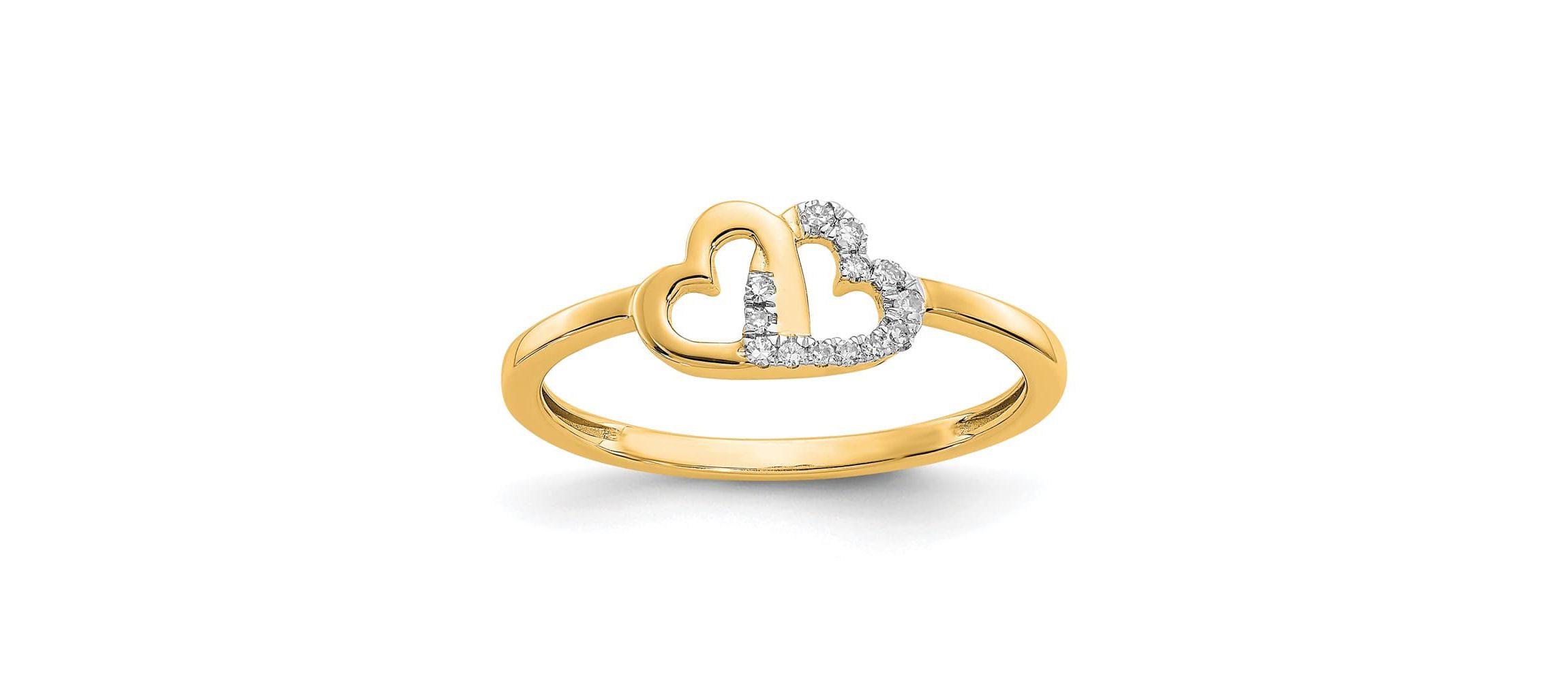 1/20 ct. t.w. Diamond Double Heart Ring in 14K Yellow Gold