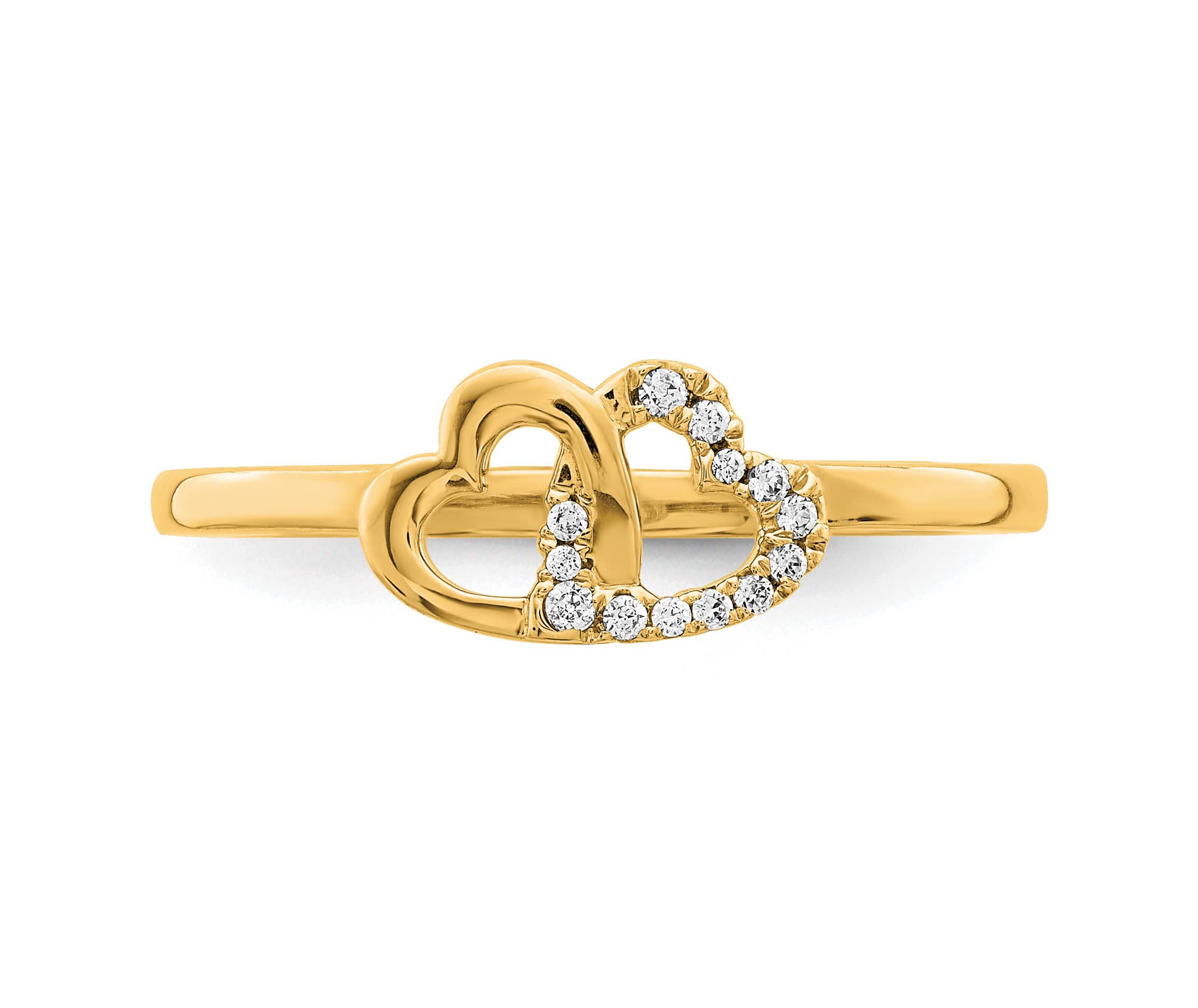 1/20 ct. t.w. Diamond Double Heart Ring in 14K Yellow Gold