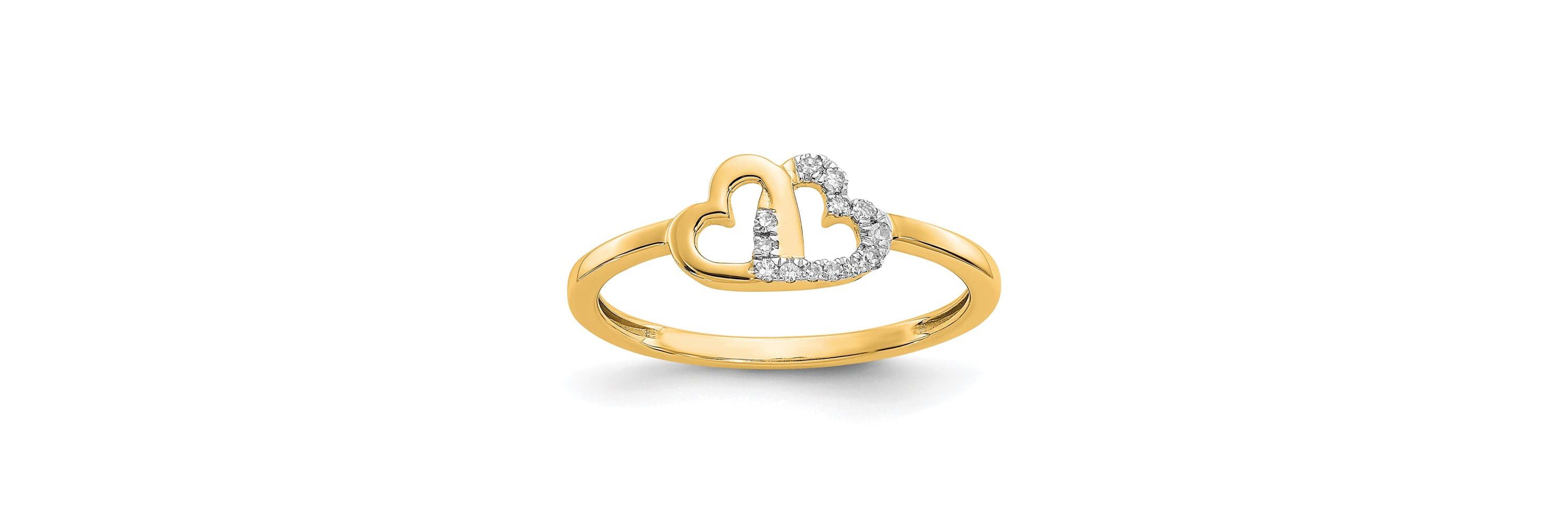 1/20 ct. t.w. Diamond Double Heart Ring in 14K Yellow Gold