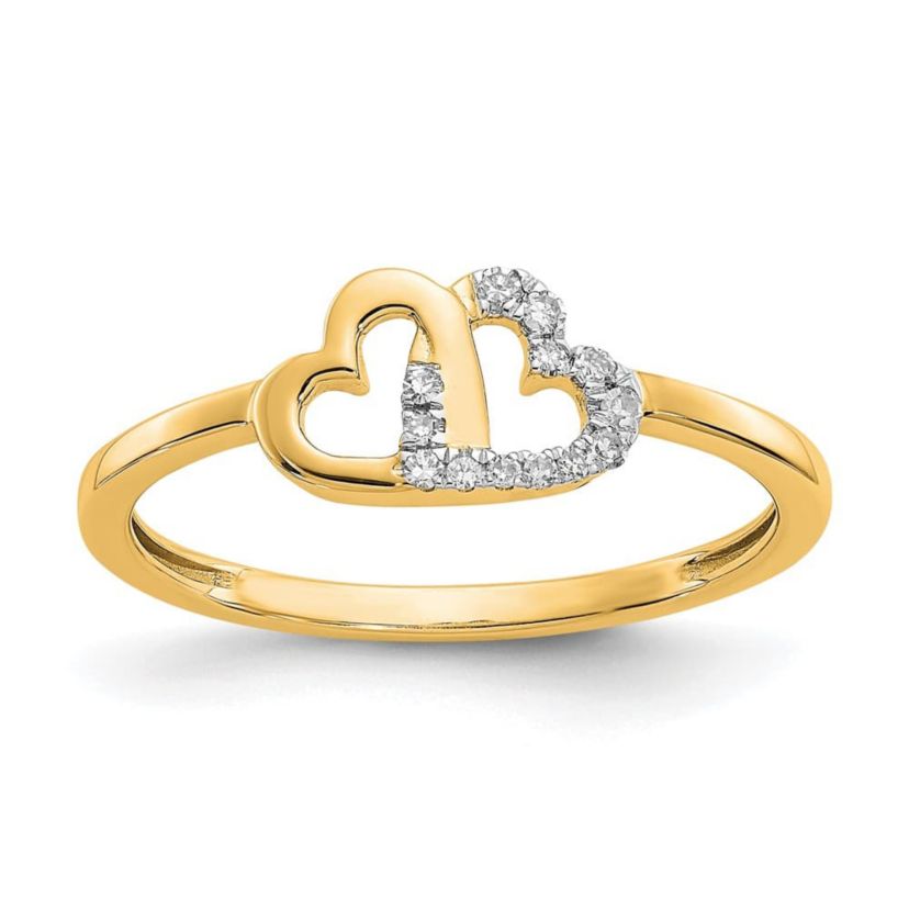 1/20 ct. t.w. Diamond Double Heart Ring in 14K Yellow Gold