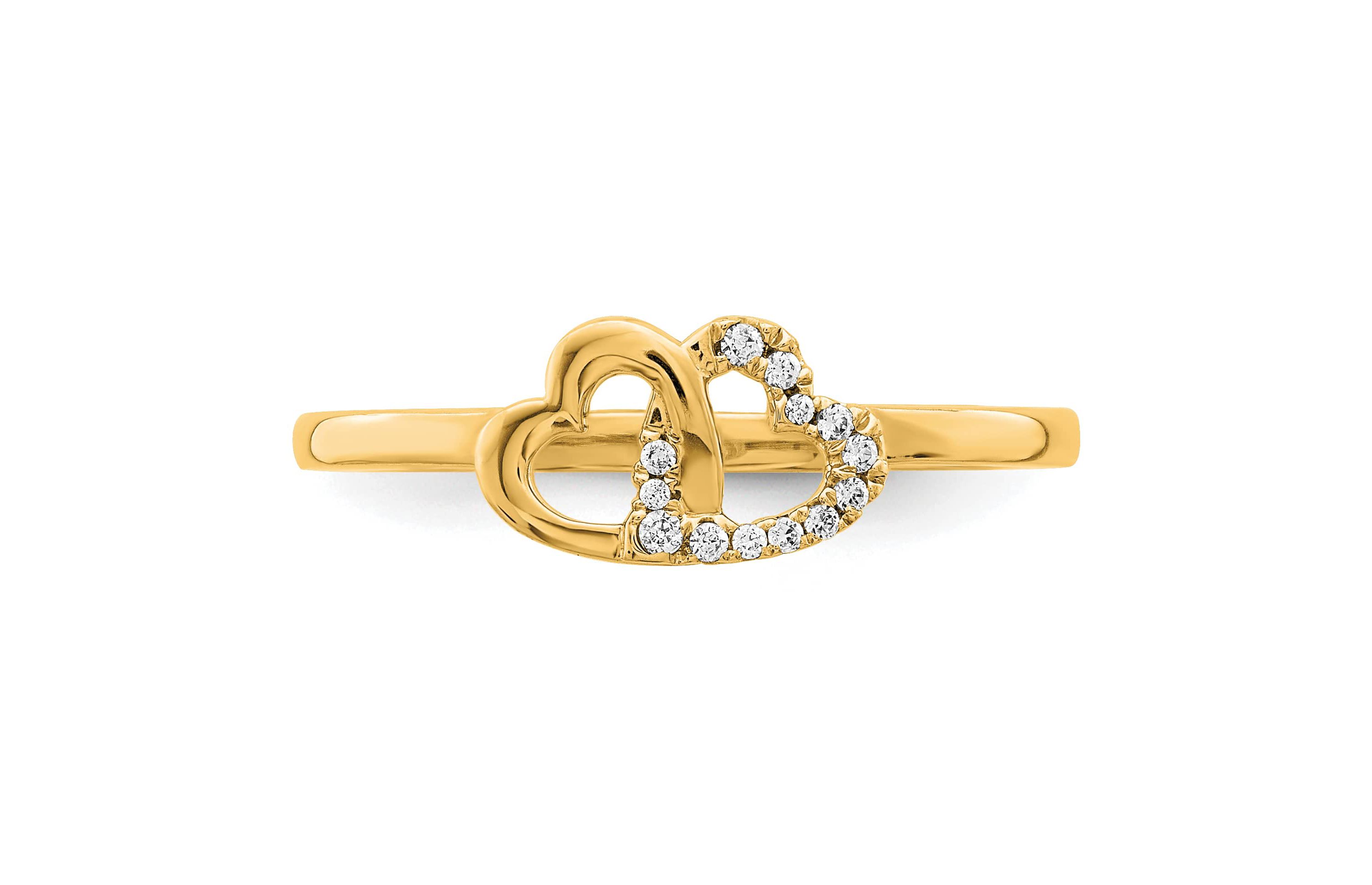 1/20 ct. t.w. Diamond Double Heart Ring in 14K Yellow Gold