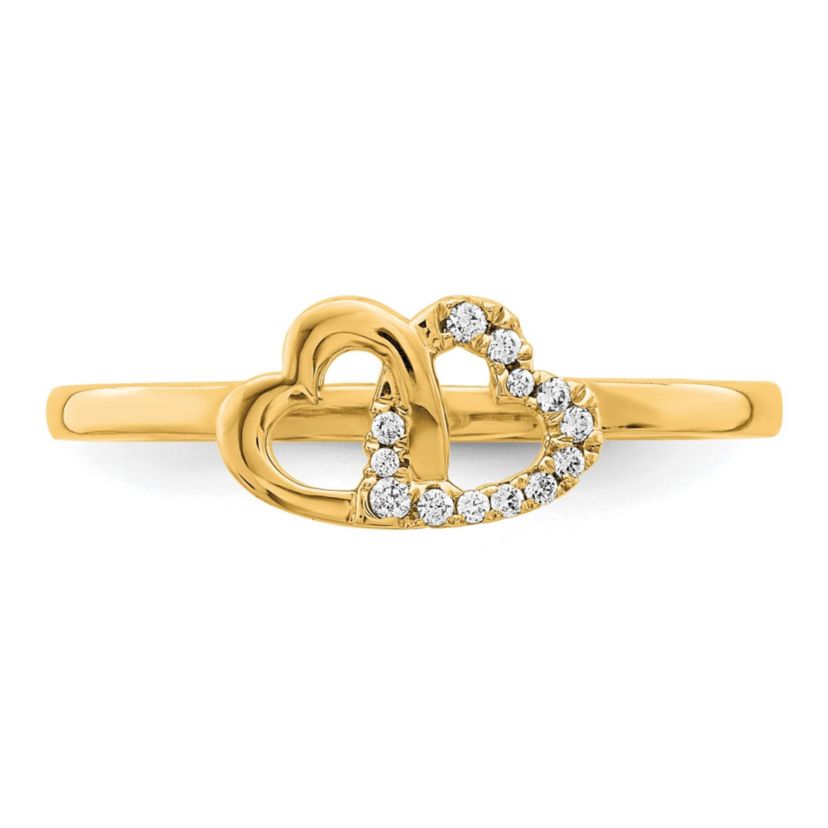 1/20 ct. t.w. Diamond Double Heart Ring in 14K Yellow Gold