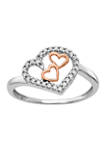 1/8 ct. t.w. Diamond Heart Ring in 14K White and Rose Gold