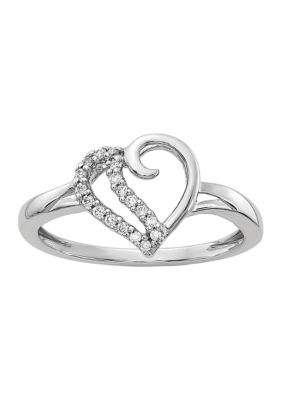 Belk & Co 1/10 Ct. T.w. Diamond Heart Ring In 14K White Gold
