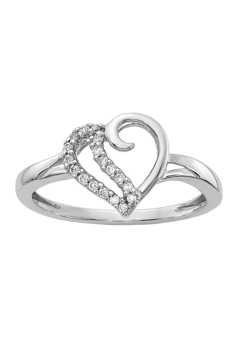 1/10 ct. t.w. Diamond Heart Ring in 14K White Gold