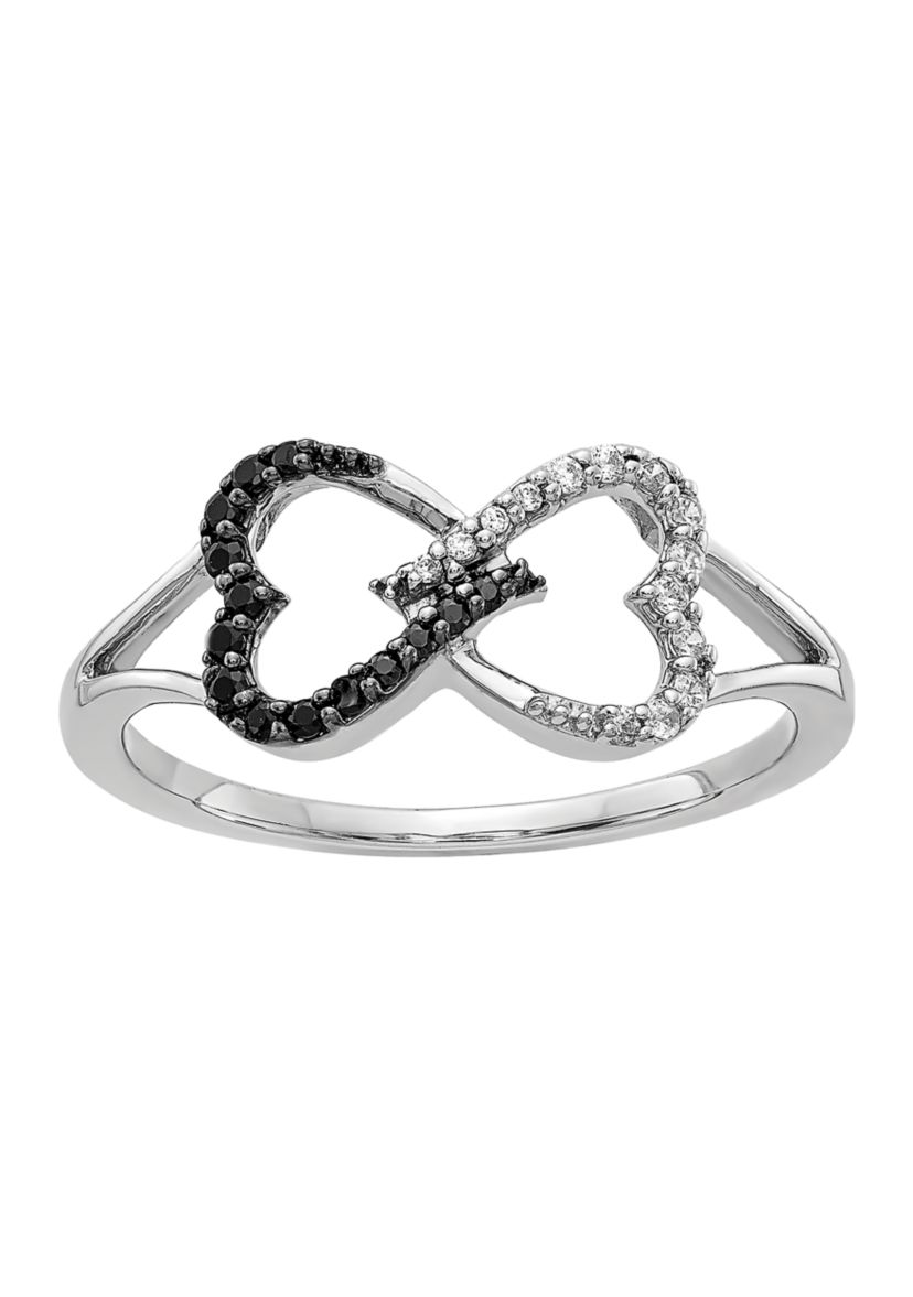 1/6 ct. t.w. Black and White Diamond Infinity Heart Ring in 14K White Gold