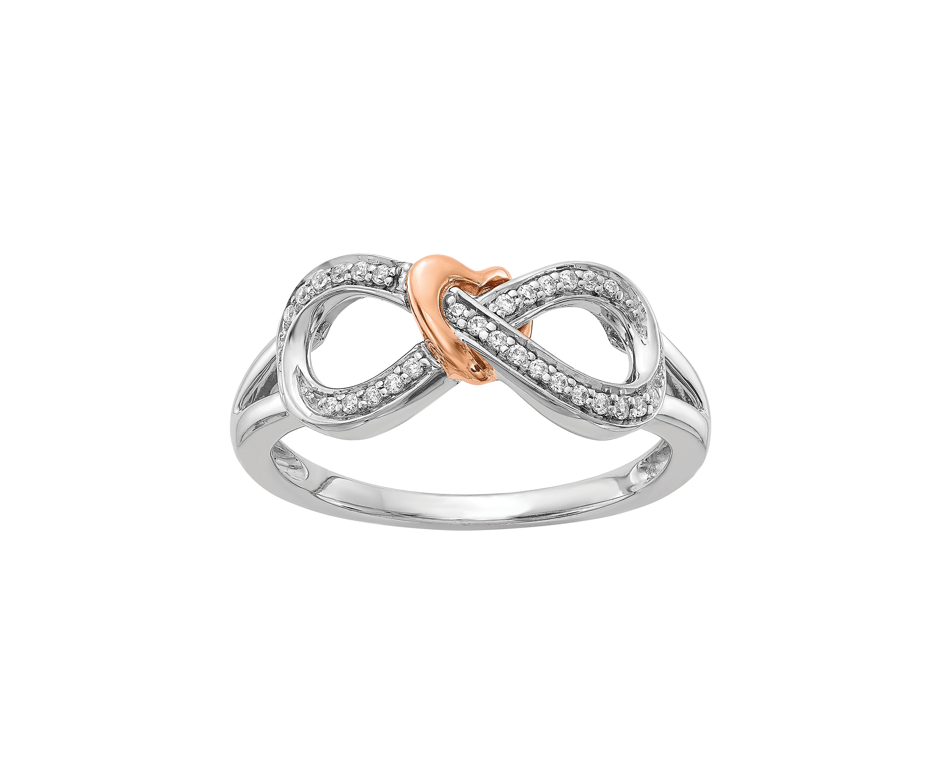 1/10 ct. t.w. Diamond Infinity with Heart Ring in 14K Two-Tone Gold 