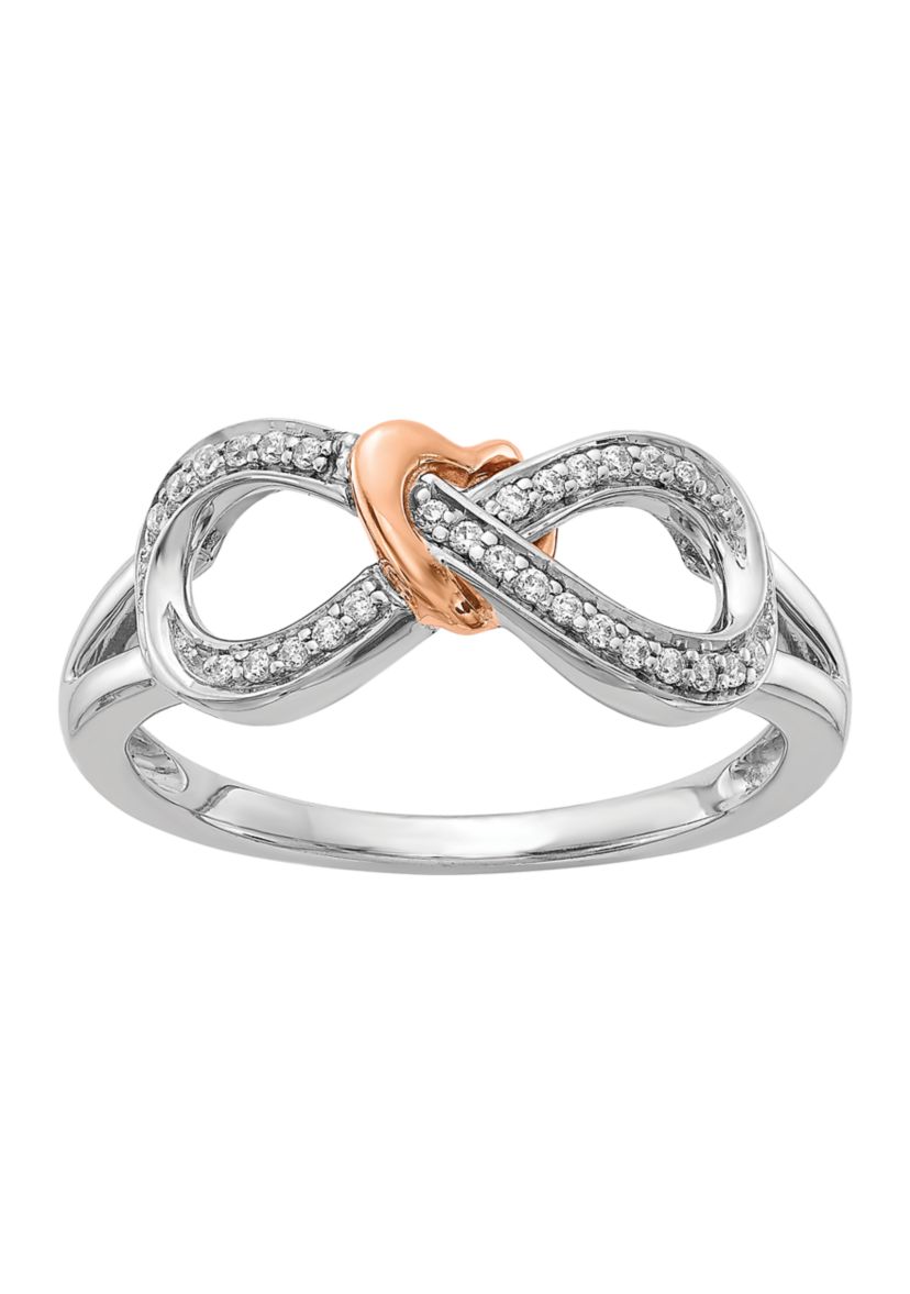 1/10 ct. t.w. Diamond Infinity with Heart Ring in 14K Two-Tone Gold 
