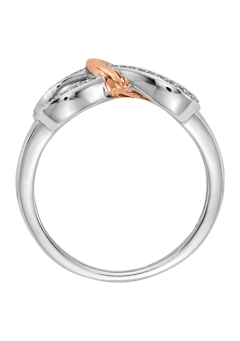 1/10 ct. t.w. Diamond Infinity with Heart Ring in 14K Two-Tone Gold 