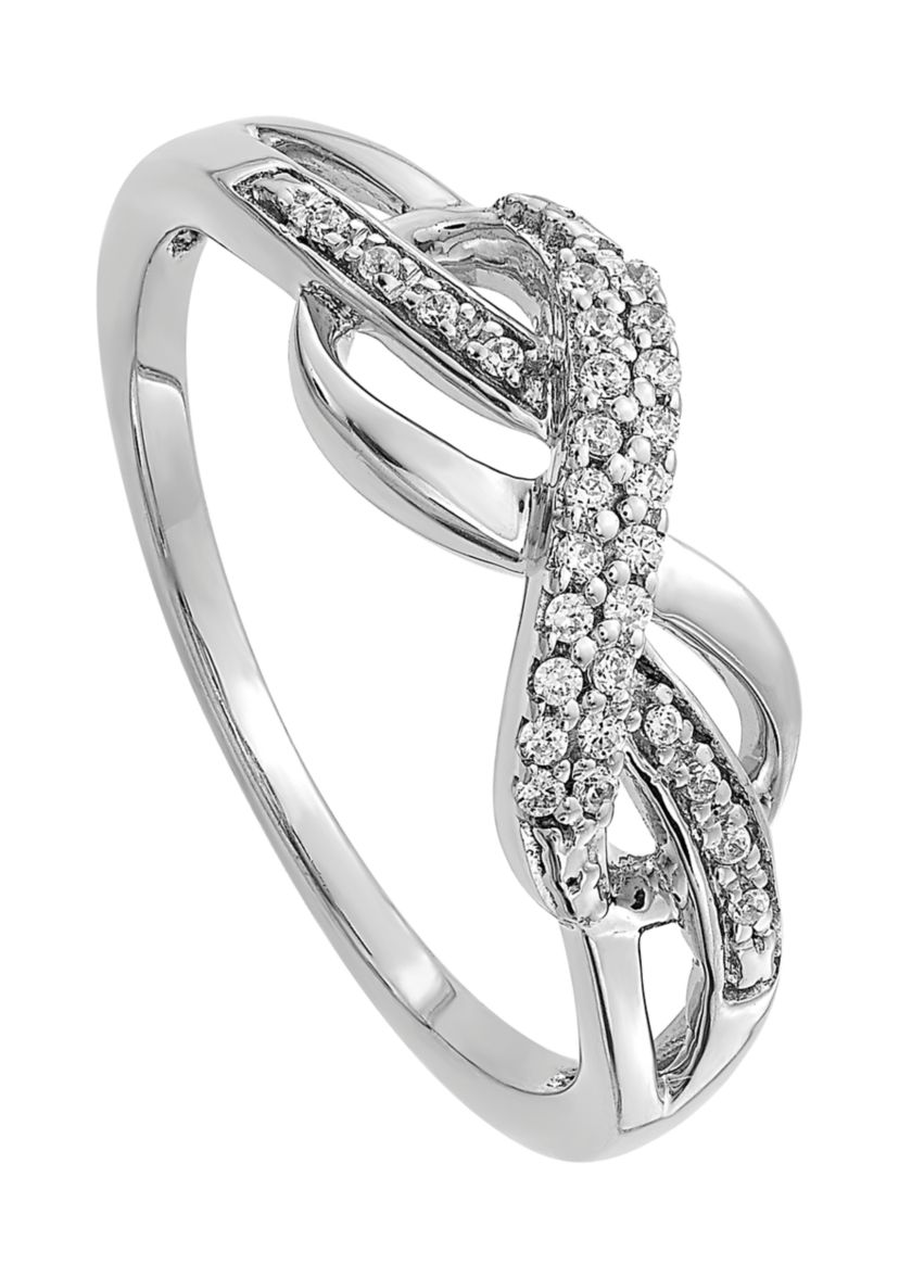 1/10 ct. t.w. Diamond Infinity Symbol Ring in 14K White Gold