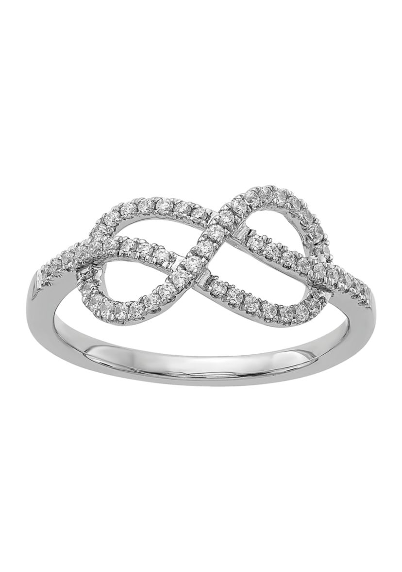 1/4 ct. t.w. Diamond Celtic Knot Ring in 14K White Gold
