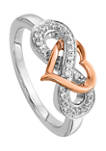 1/6 ct. t.w. Diamond Heart Infinity Symbol Ring in 14K Two-Tone Gold 