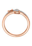 1/8 ct. t.w. Diamond Hearts Polished Ring in 14K Rose Gold 
