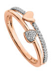 1/8 ct. t.w. Diamond Hearts Polished Ring in 14K Rose Gold 