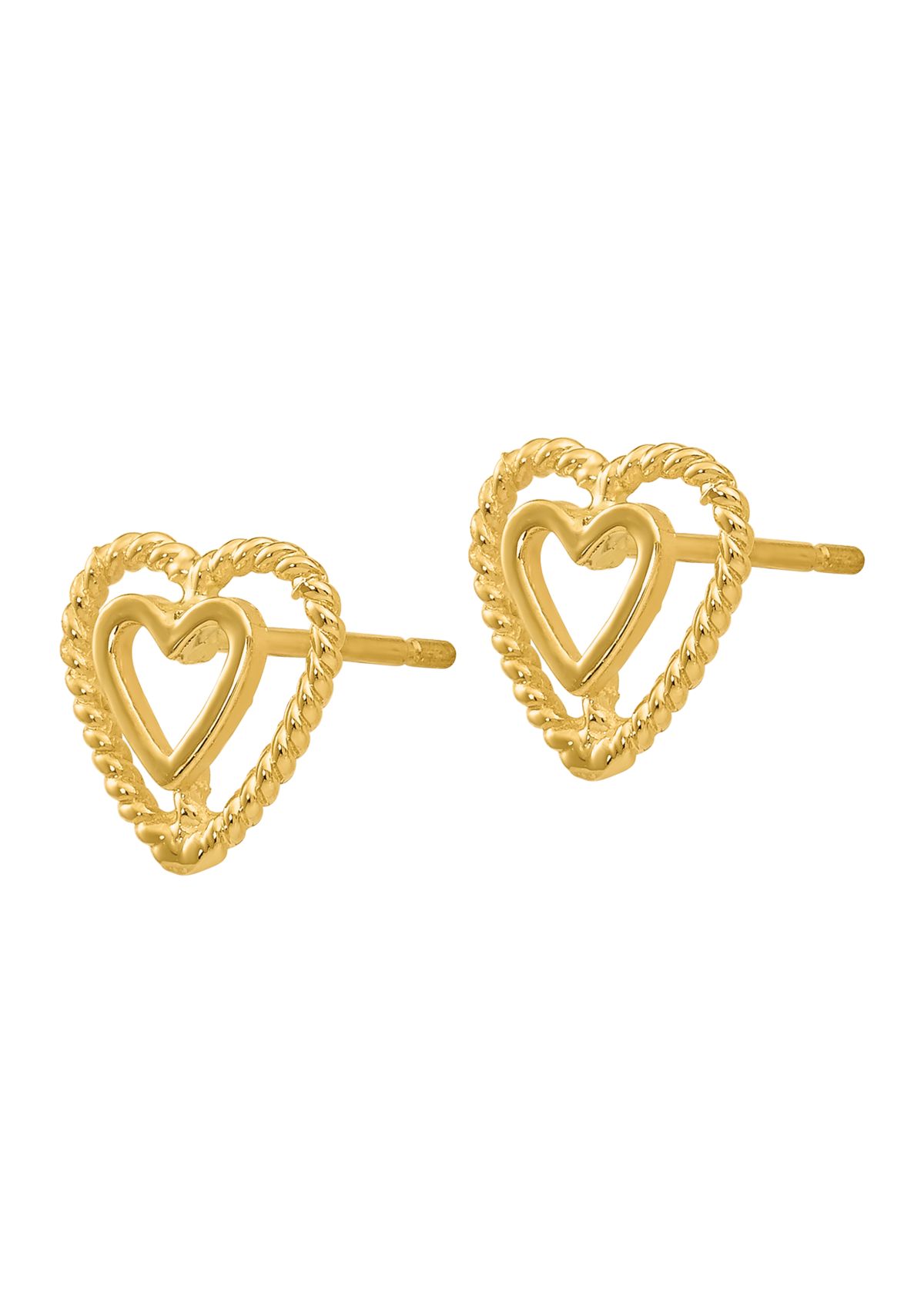 14K Yellow Gold Heart Earrings