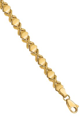 Belk & Co Polished Heart and X Bracelet in 14K Yellow Gold