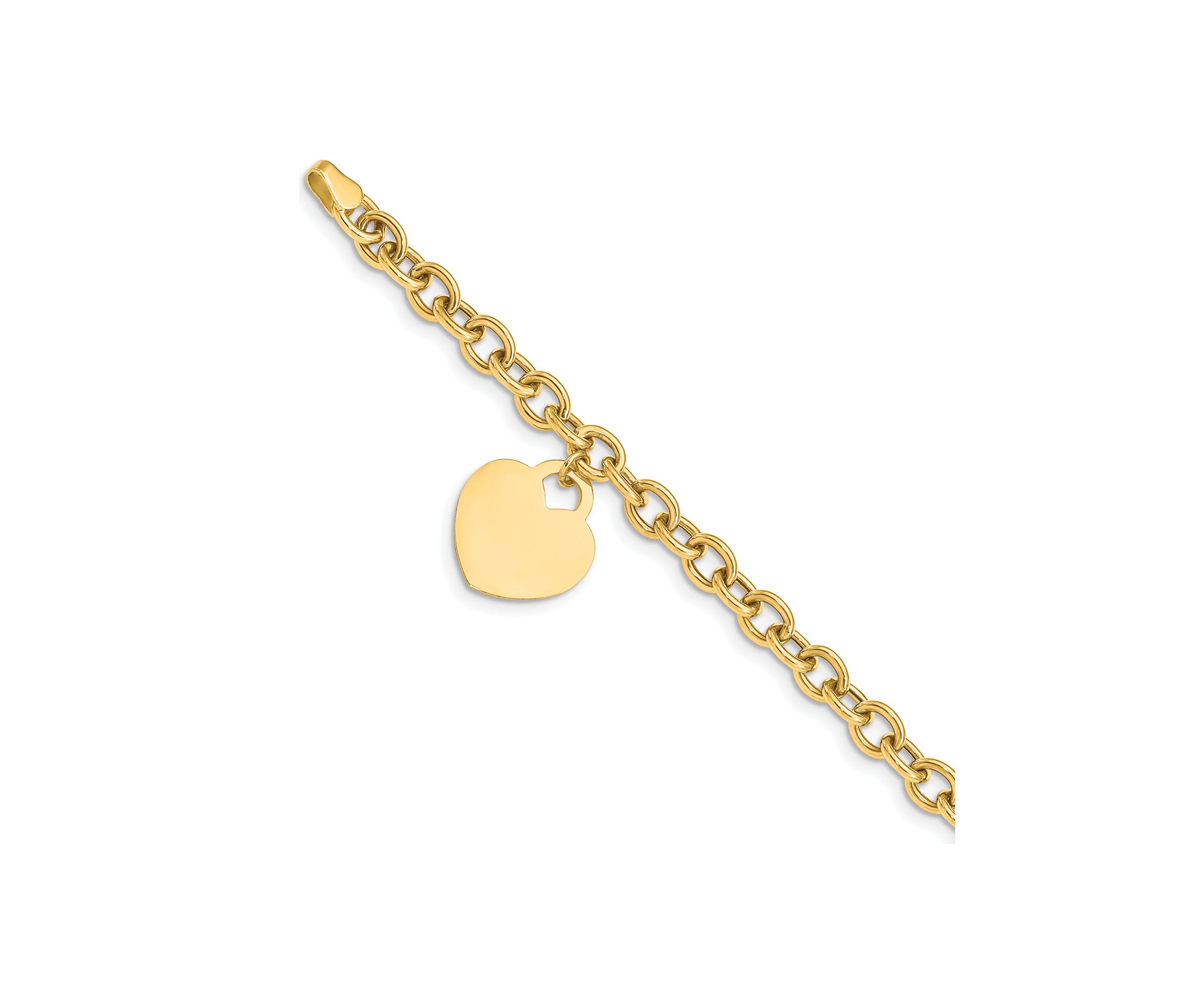 14K Yellow Gold Heart Charm Hollow Bracelet