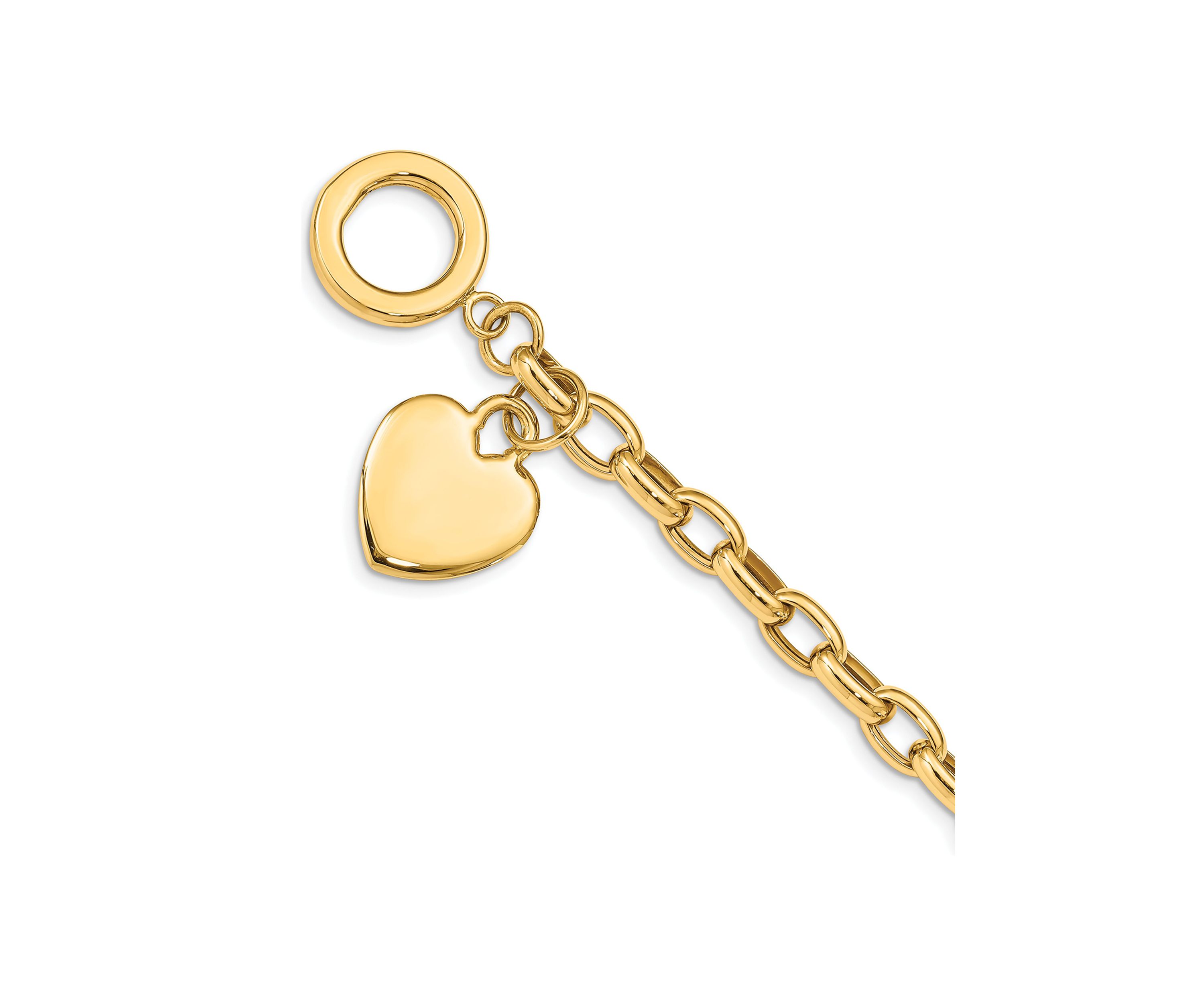14K Yellow Gold Heart Charm Bracelet
