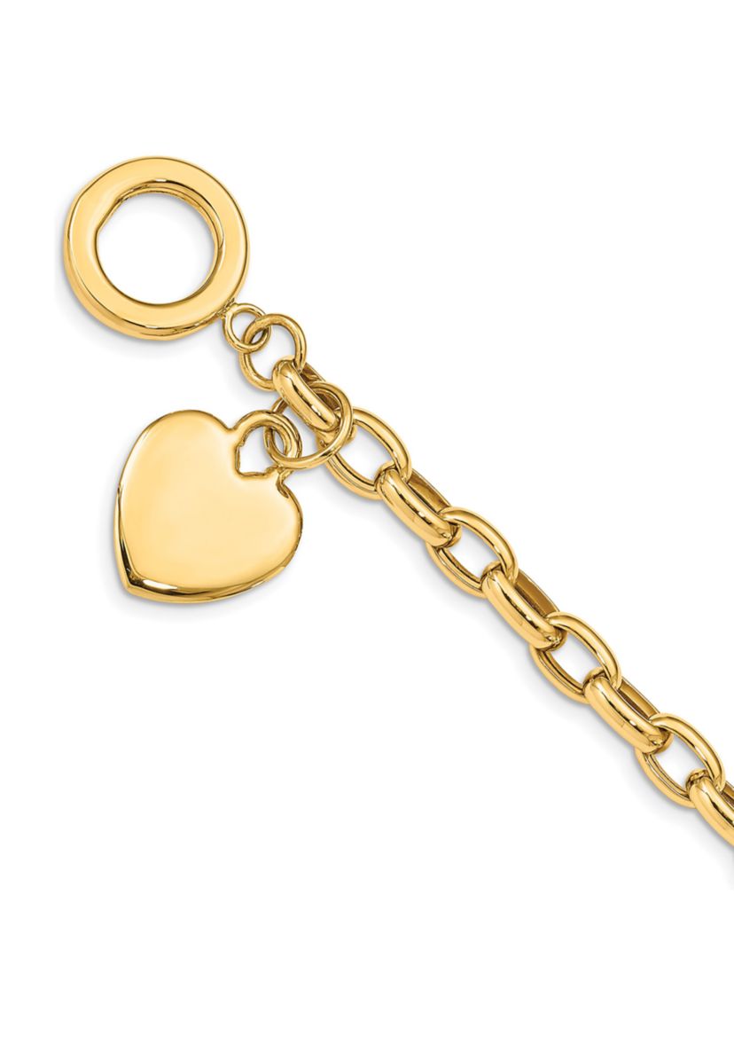 14K Yellow Gold Heart Charm Bracelet