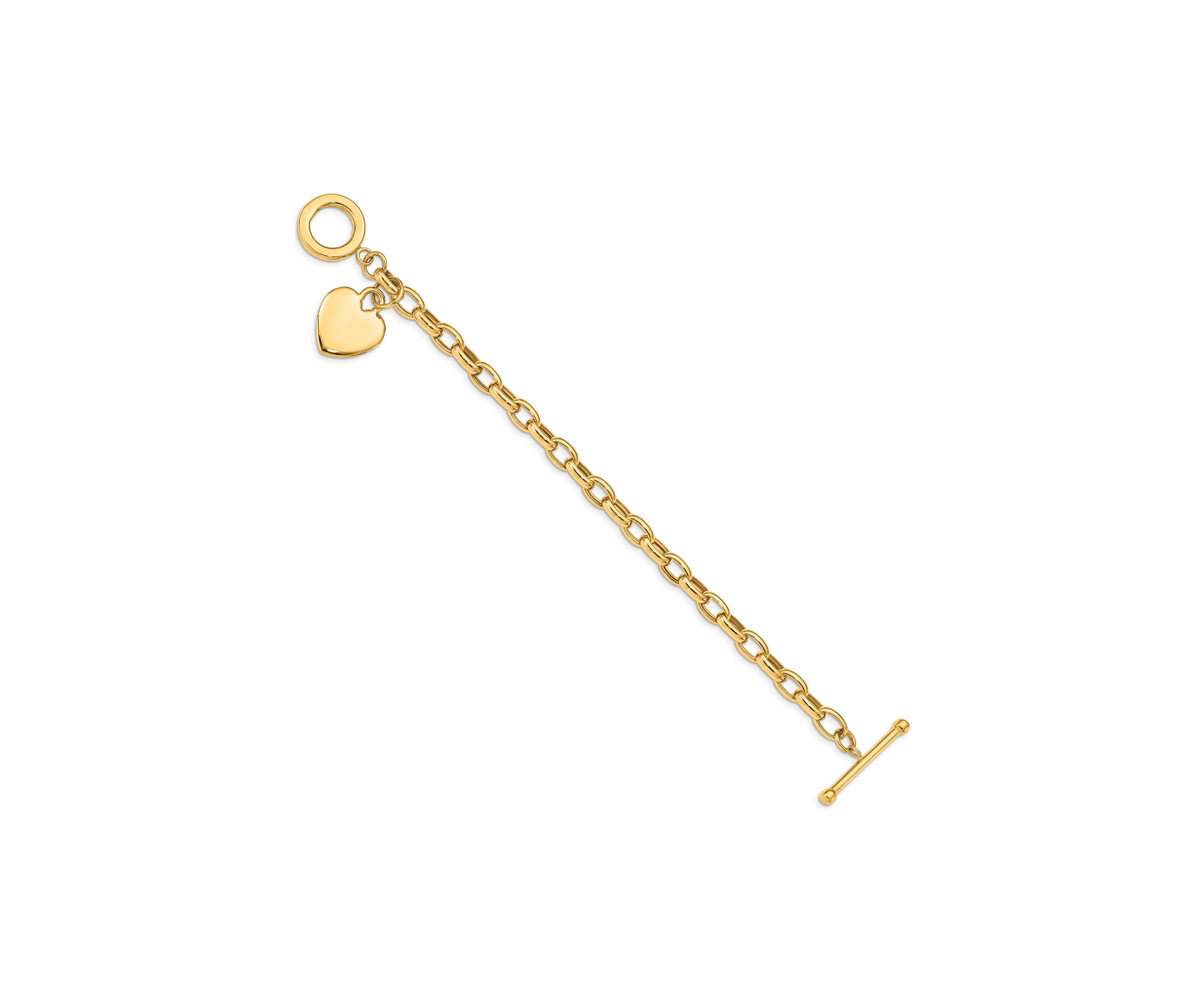 14K Yellow Gold Heart Charm Bracelet