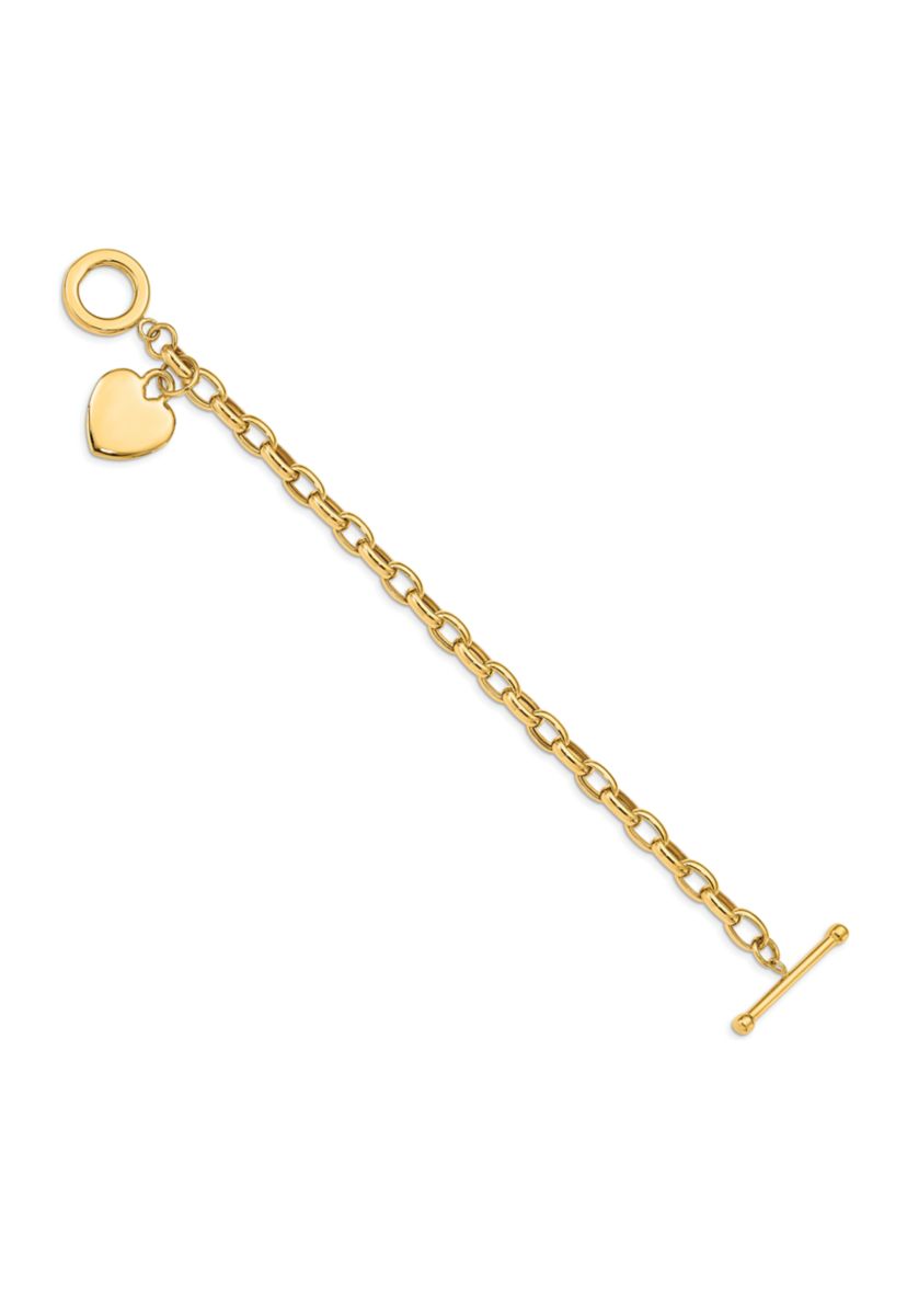 14K Yellow Gold Heart Charm Bracelet