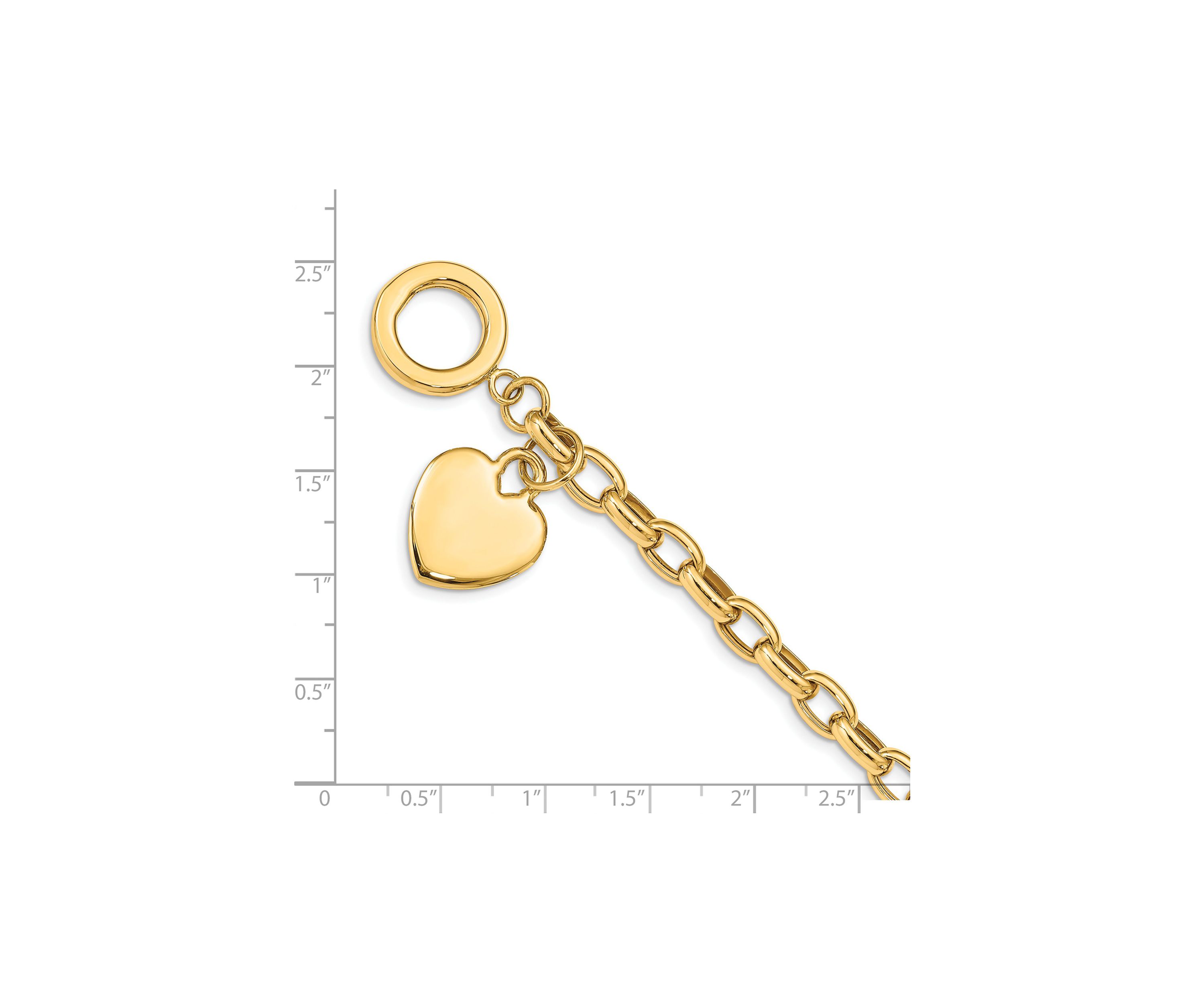 14K Yellow Gold Heart Charm Bracelet