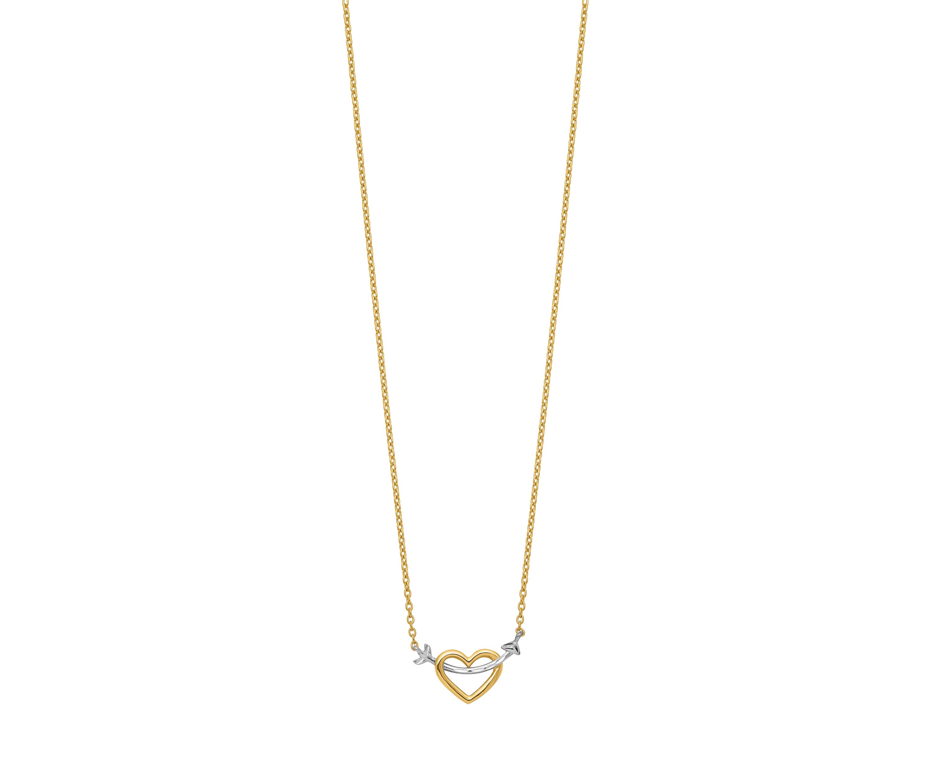 Diamond-Cut Heart and Arrow Necklace in 14K Yellow Gold 