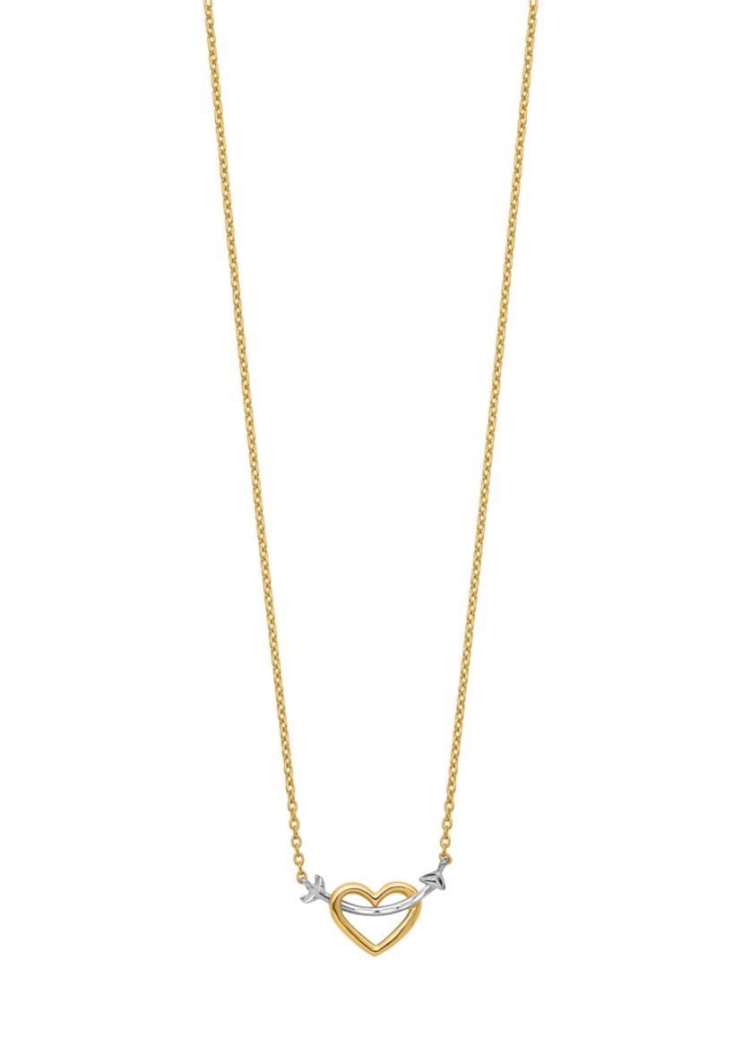 Diamond-Cut Heart and Arrow Necklace in 14K Yellow Gold 