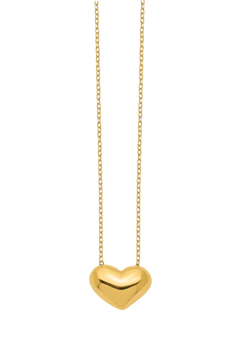 14K Yellow Gold Polished Puffed Heart 18-Inch Necklace