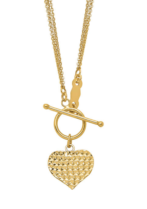 Belk & Co. 3-Strand Diamond-Cut Heart Toggle Necklace