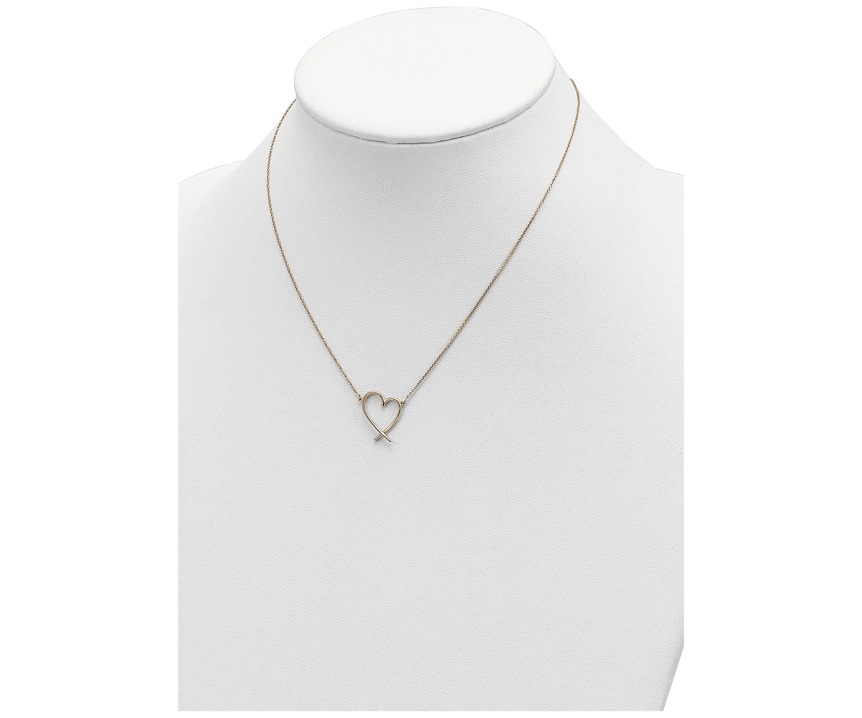 14K Yellow Gold Polished Open Heart with 2 Inch Extender Necklace