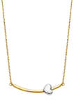 14K Two Tone Heart Bar Necklace
