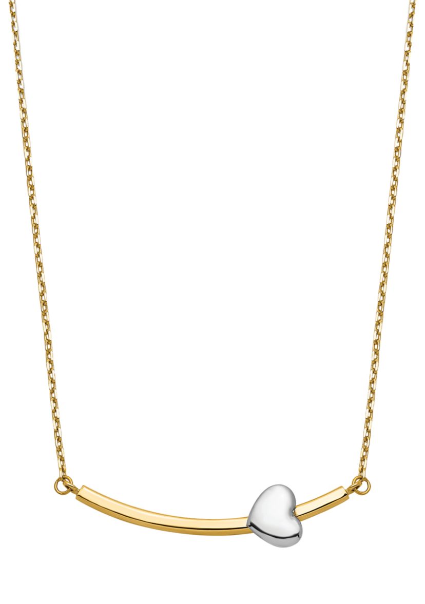 14K Two Tone Heart Bar Necklace