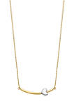 14K Two Tone Heart Bar Necklace