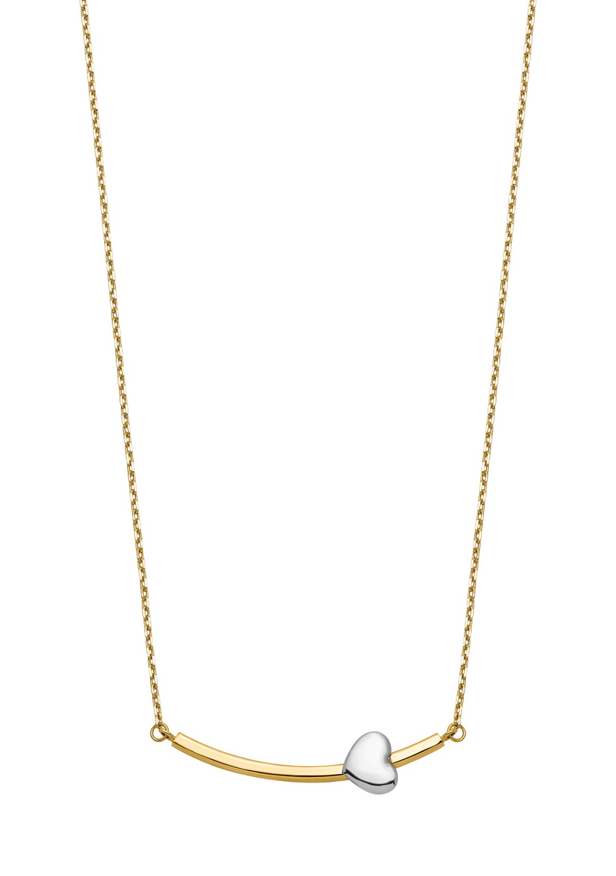14K Two Tone Heart Bar Necklace