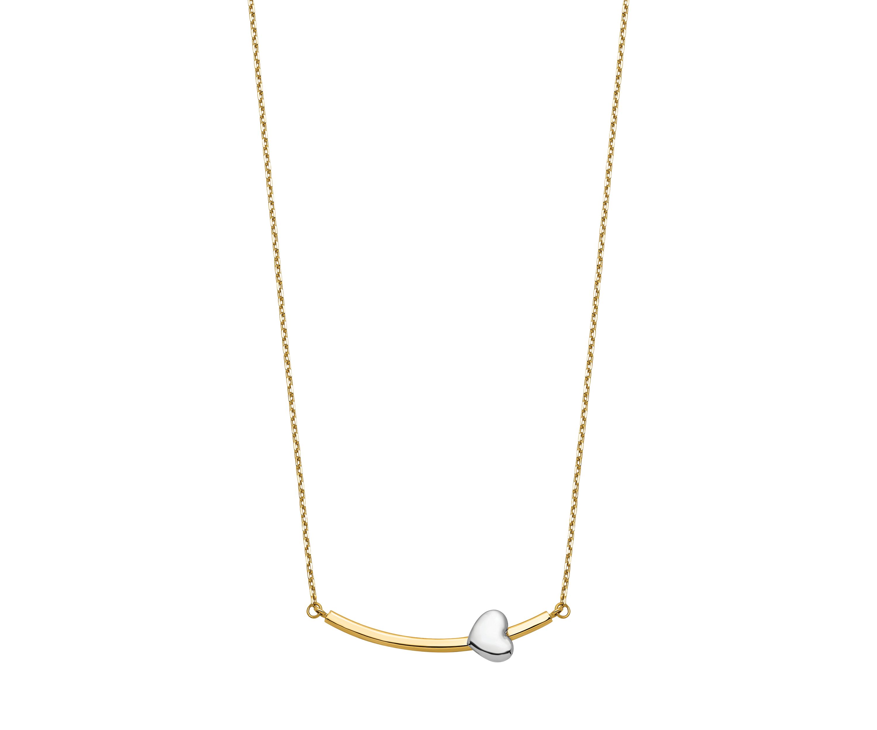 14K Two Tone Heart Bar Necklace