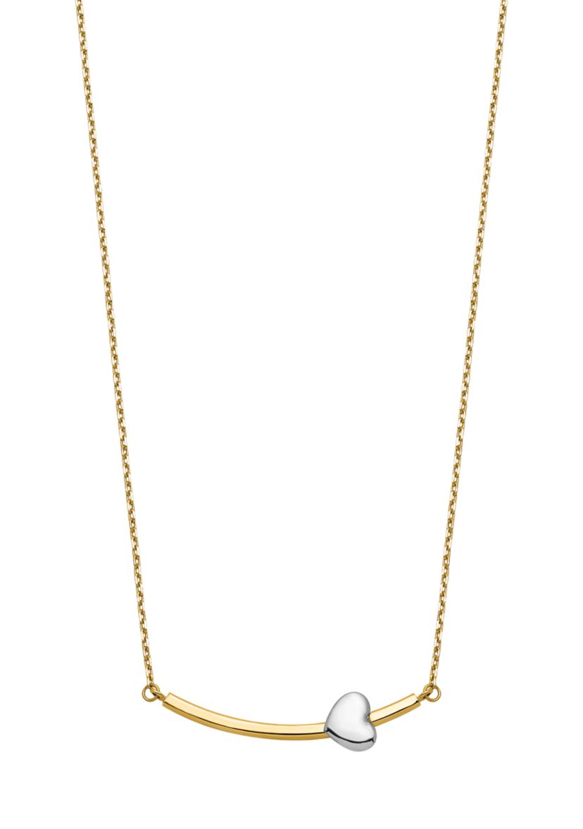 14K Two Tone Heart Bar Necklace