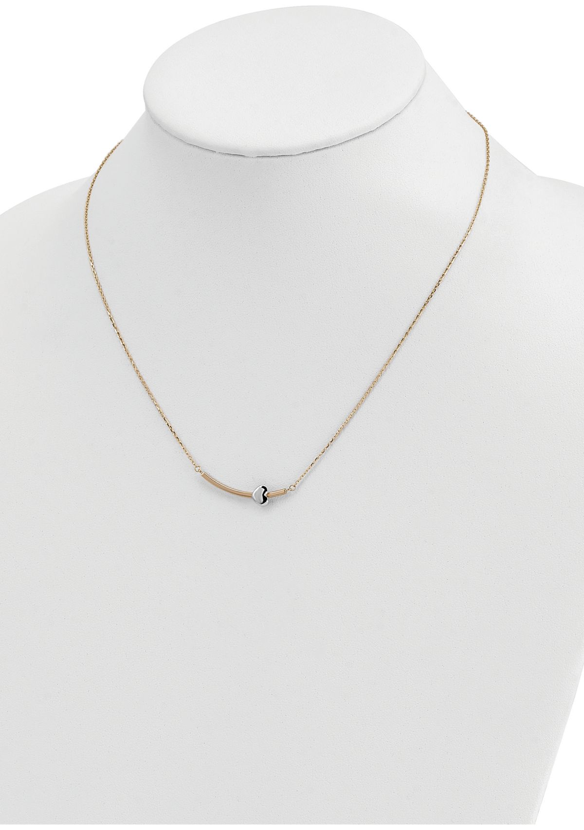 14K Two Tone Heart Bar Necklace