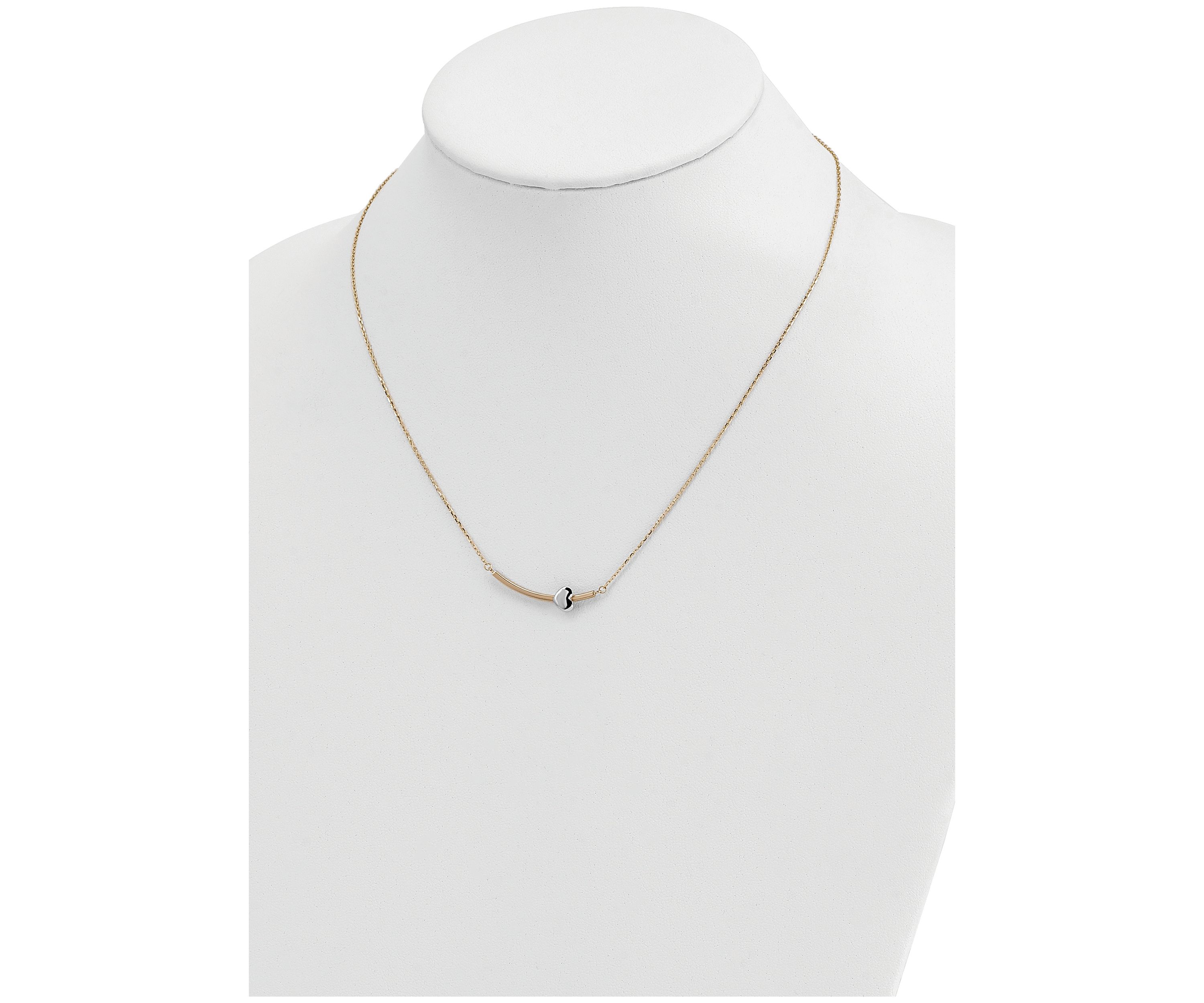 14K Two Tone Heart Bar Necklace
