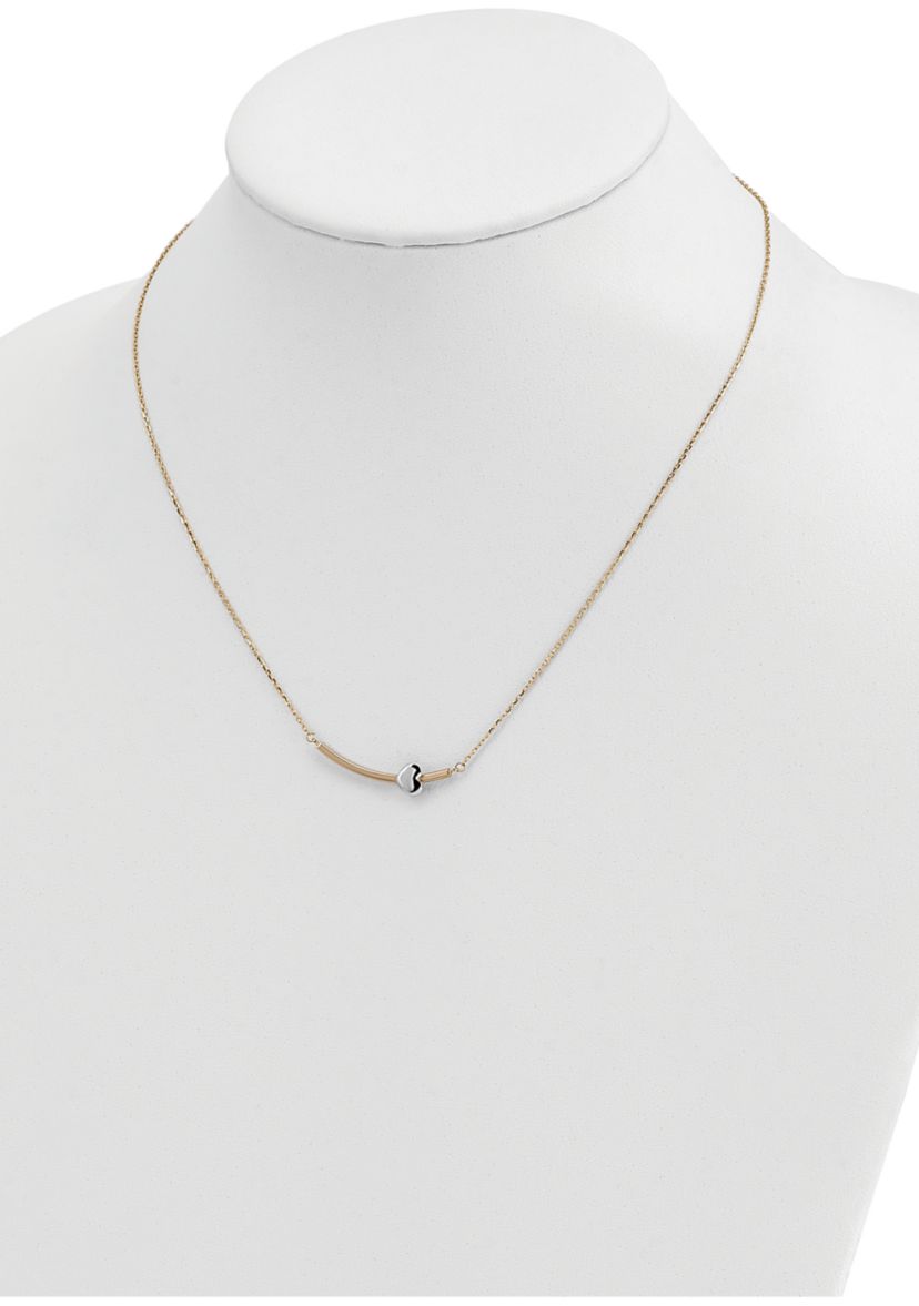 14K Two Tone Heart Bar Necklace
