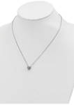 14K White Gold Diamond Cut Heart Slide Necklace