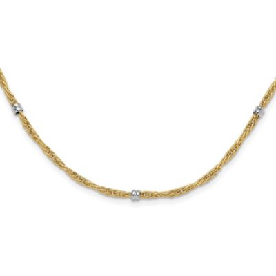 Belk & Co 14K Two-tone Polished Fancy Beaded Station Necklace, Yellow