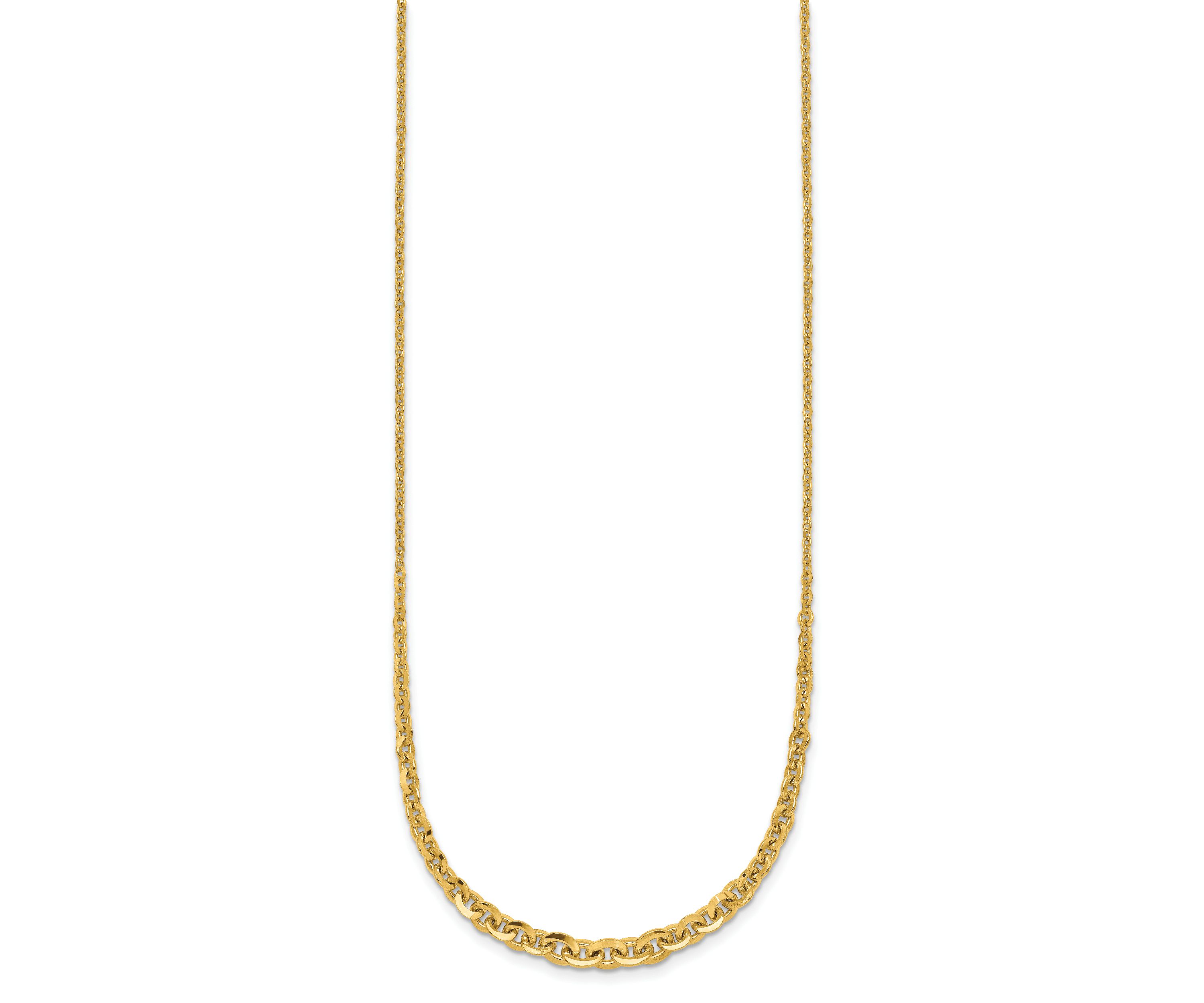 14K Yellow Gold Polished Fancy Graduated 18 inch Link Necklace
