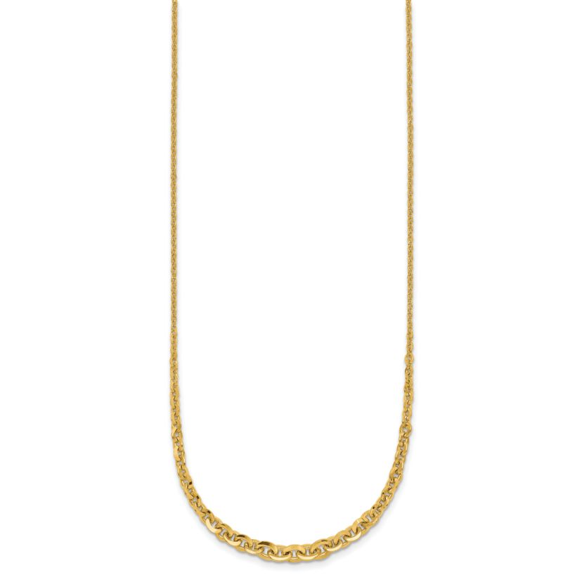 14K Yellow Gold Polished Fancy Graduated 18 inch Link Necklace