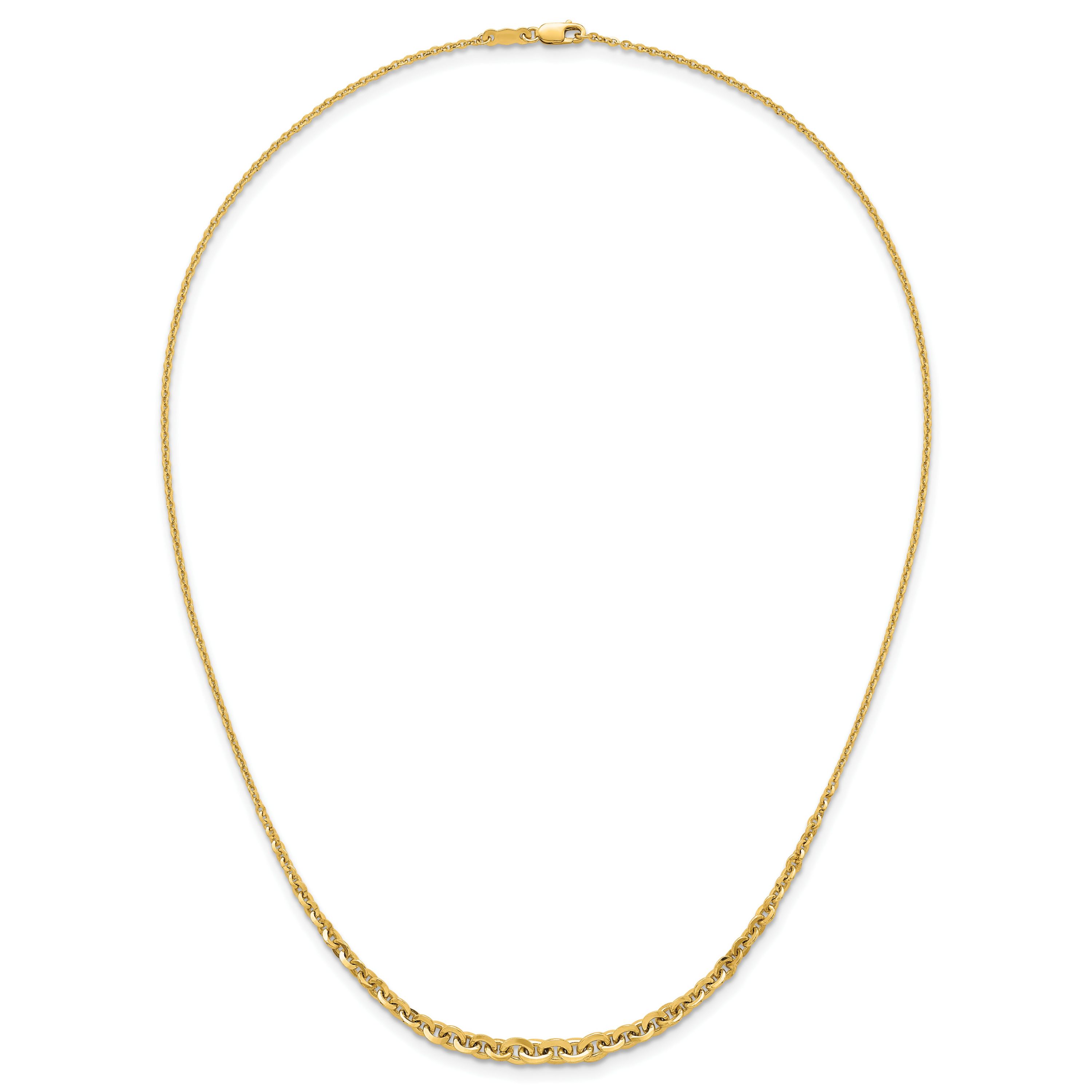 14K Yellow Gold Polished Fancy Graduated 18 inch Link Necklace