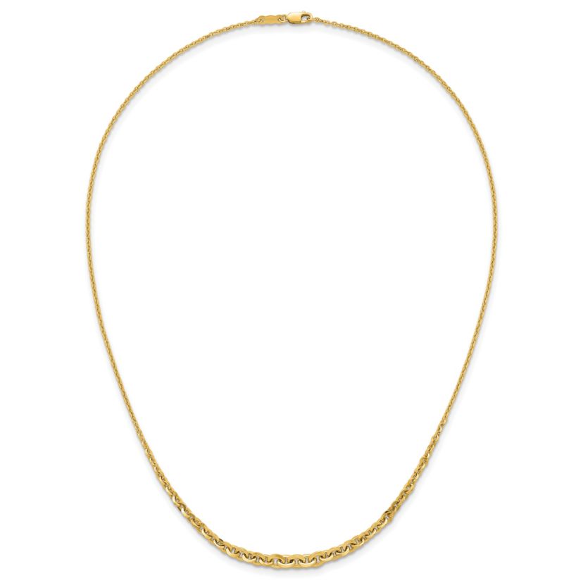 14K Yellow Gold Polished Fancy Graduated 18 inch Link Necklace