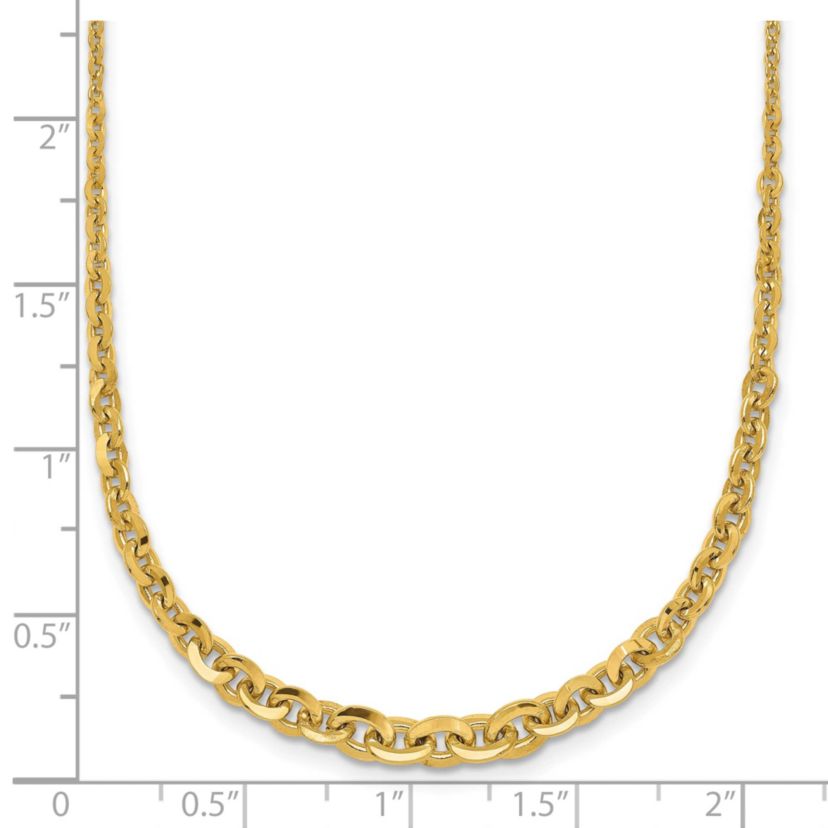 14K Yellow Gold Polished Fancy Graduated 18 inch Link Necklace