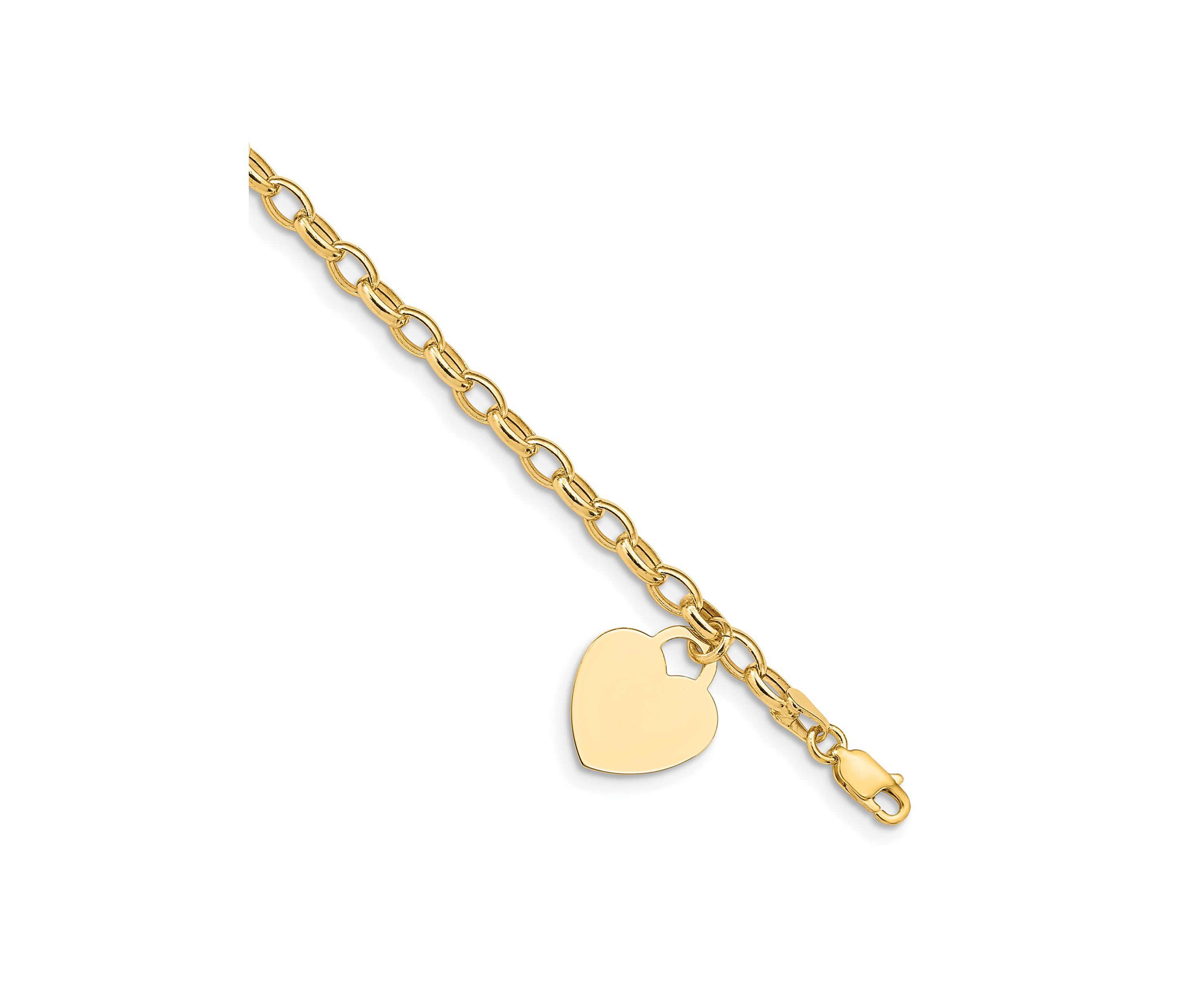 14K Yellow Gold Heart Charm Bracelet