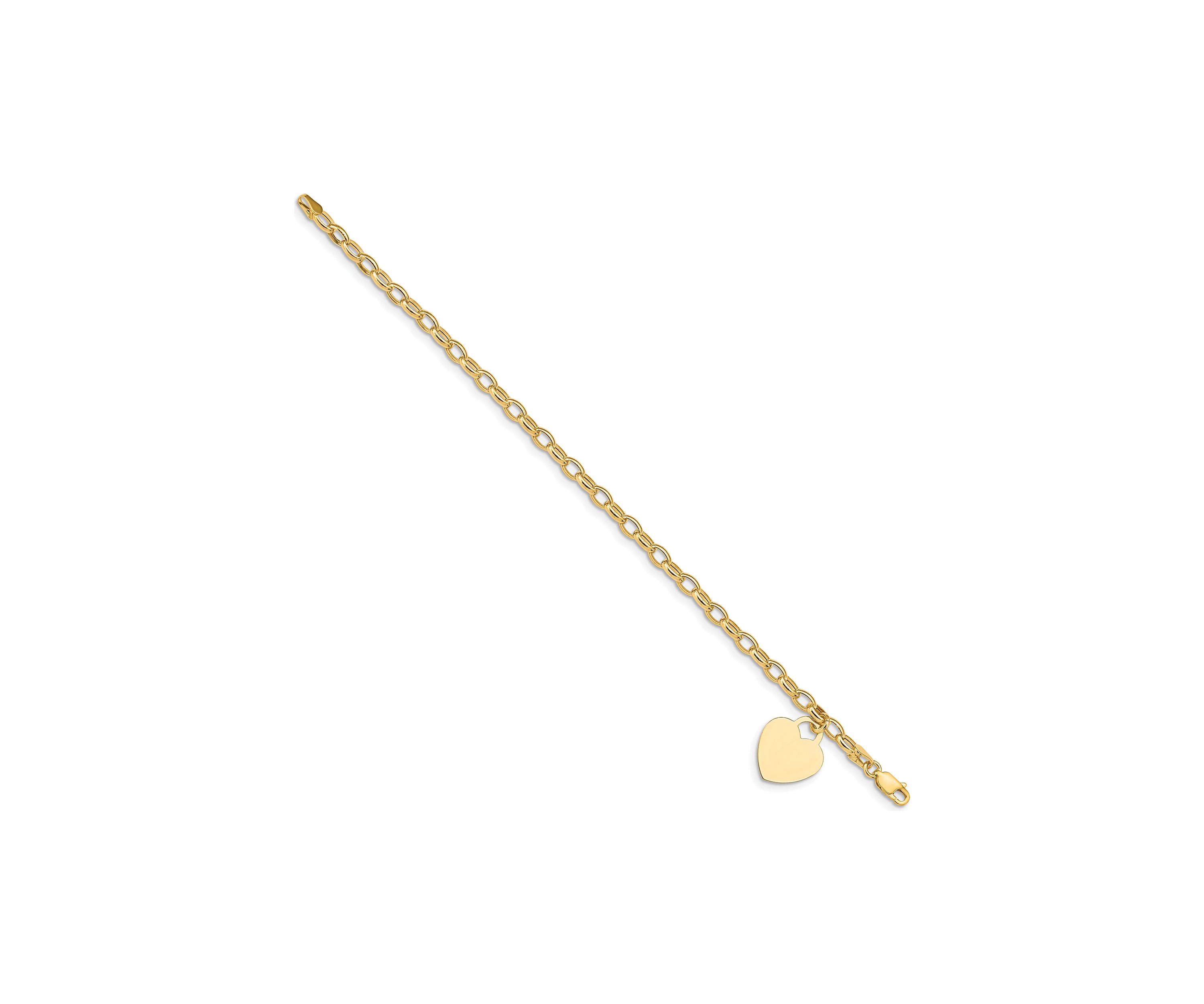 14K Yellow Gold Heart Charm Bracelet