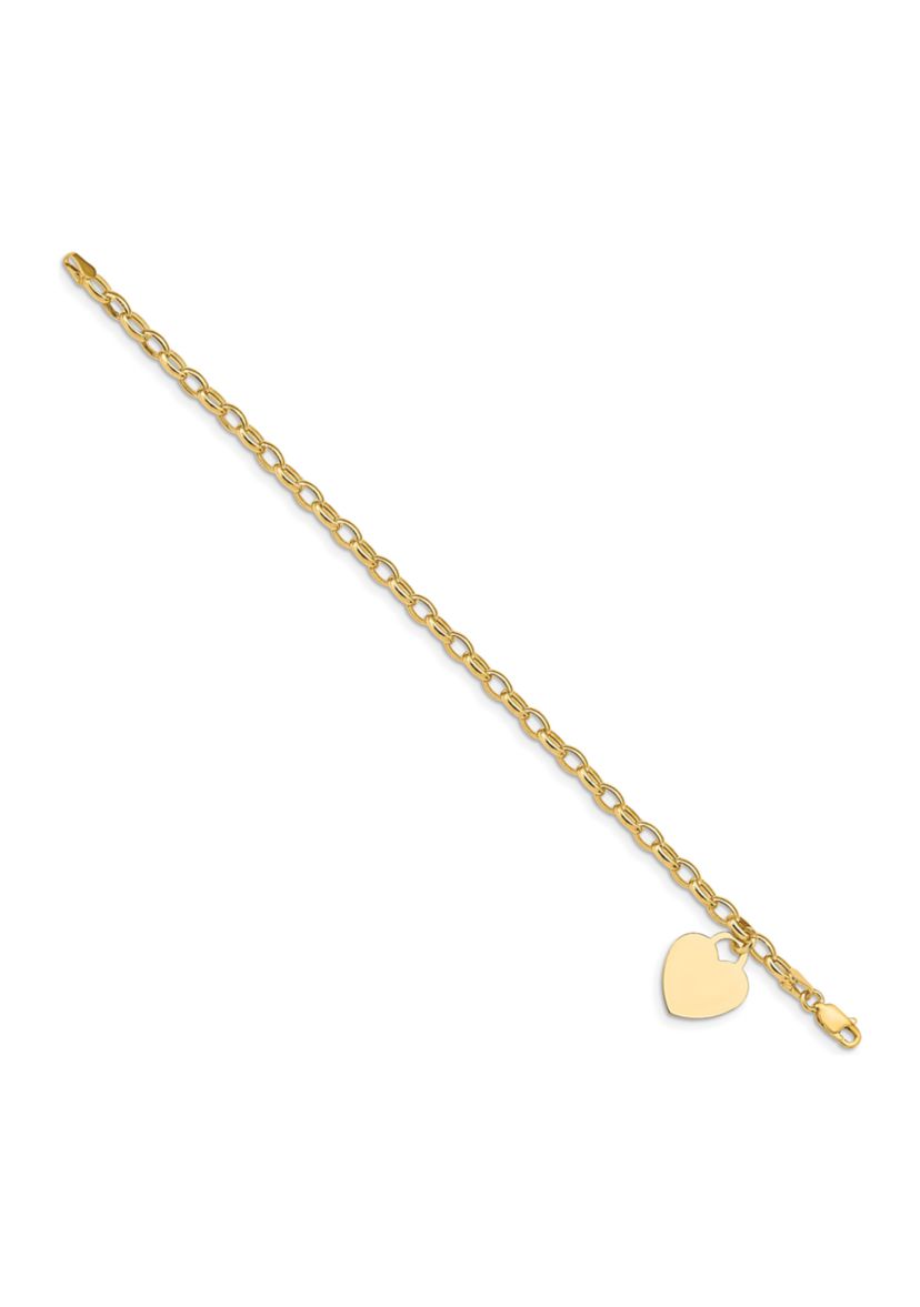 14K Yellow Gold Heart Charm Bracelet